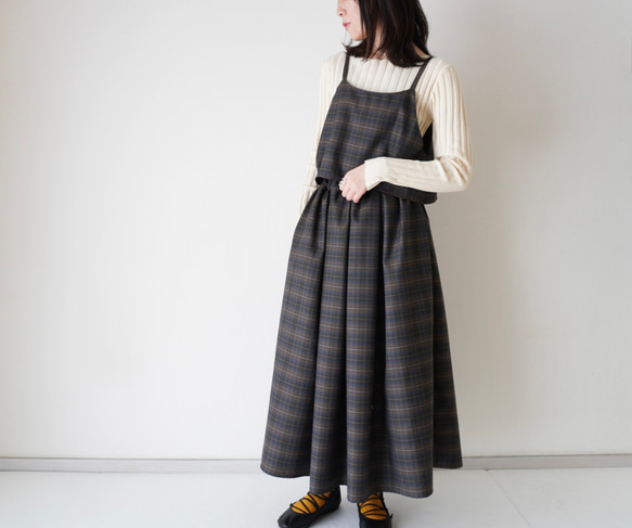 WOOL TUCK スカート  darkgray×brown 12枚目の画像