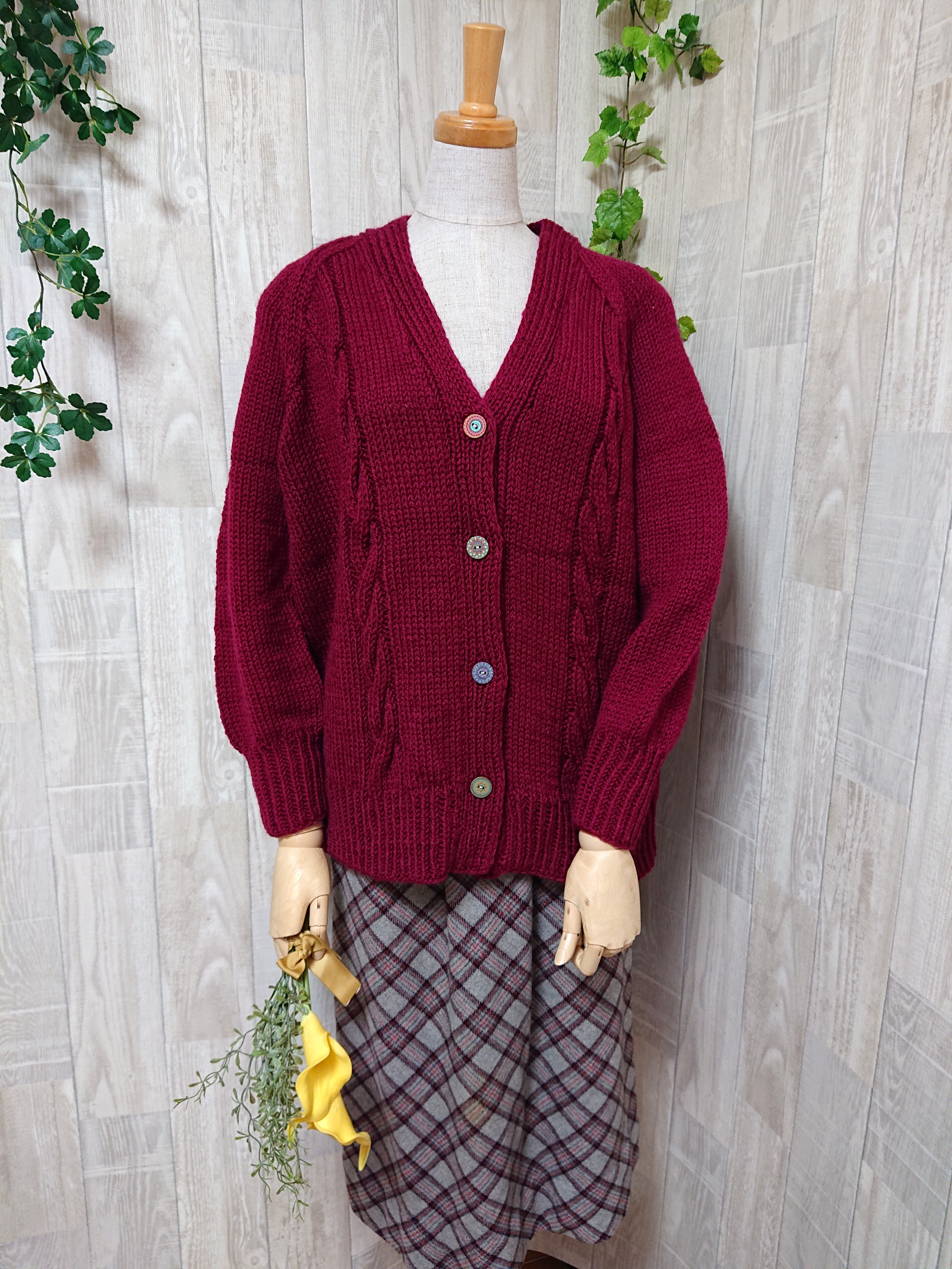 カーディガン　ウール100％手編みなのに安価 KS150