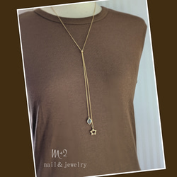 送料無料❖ぷっくりstarロングネックレス　ネックレス　ラリエット　ゴールド　ガラスチャーム 　クリスマス　ハート♡ 6枚目の画像