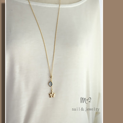 送料無料❖ぷっくりstarロングネックレス　ネックレス　ラリエット　ゴールド　ガラスチャーム 　クリスマス　ハート♡ 4枚目の画像