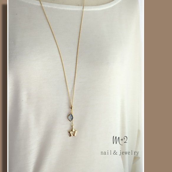 送料無料❖ぷっくりstarロングネックレス　ネックレス　ラリエット　ゴールド　ガラスチャーム 　クリスマス　ハート♡ 4枚目の画像