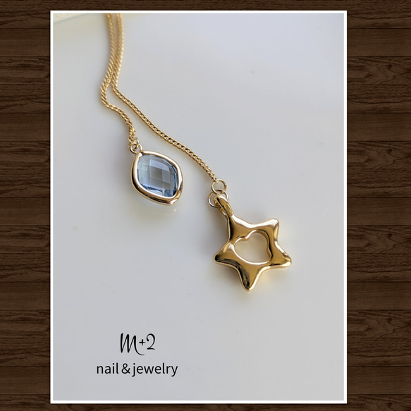 送料無料❖ぷっくりstarロングネックレス　ネックレス　ラリエット　ゴールド　ガラスチャーム 　クリスマス　ハート♡ 2枚目の画像