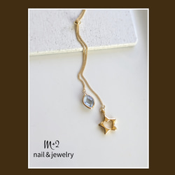 送料無料❖ぷっくりstarロングネックレス　ネックレス　ラリエット　ゴールド　ガラスチャーム 　クリスマス　ハート♡ 3枚目の画像