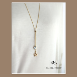 送料無料❖ぷっくりstarロングネックレス　ネックレス　ラリエット　ゴールド　ガラスチャーム 　クリスマス　ハート♡ 5枚目の画像