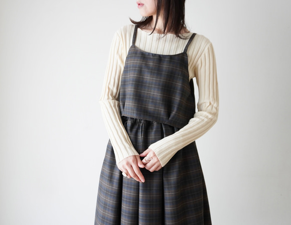WOOL TUCK キャミソール darkgray×brown 2枚目の画像