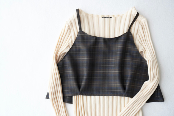 WOOL TUCK キャミソール darkgray×brown 1枚目の画像