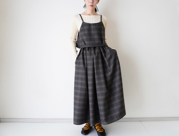 WOOL TUCK キャミソール darkgray×brown 18枚目の画像