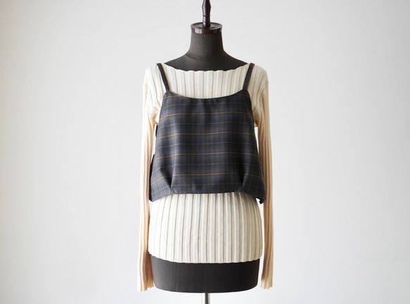 WOOL TUCK キャミソール darkgray×brown 7枚目の画像