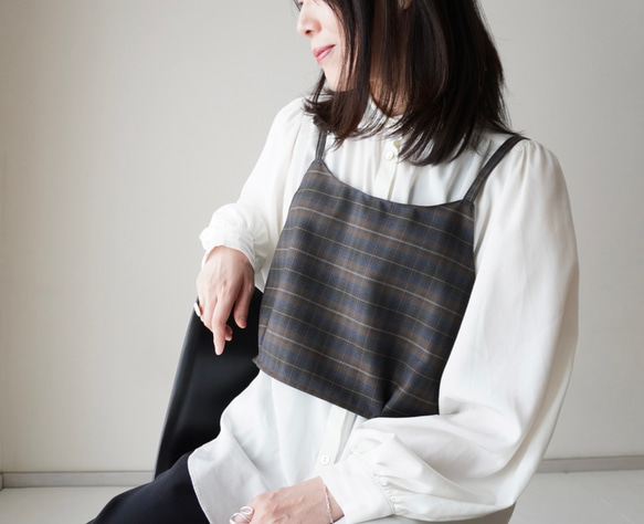 WOOL TUCK キャミソール darkgray×brown 13枚目の画像