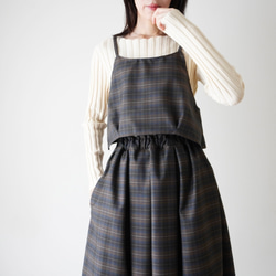 WOOL TUCK キャミソール darkgray×brown 3枚目の画像