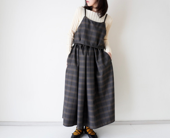 WOOL TUCK キャミソール darkgray×brown 4枚目の画像