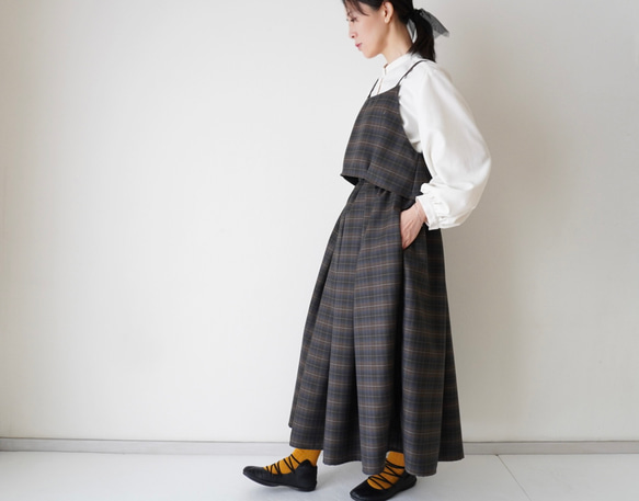 WOOL TUCK キャミソール darkgray×brown 17枚目の画像