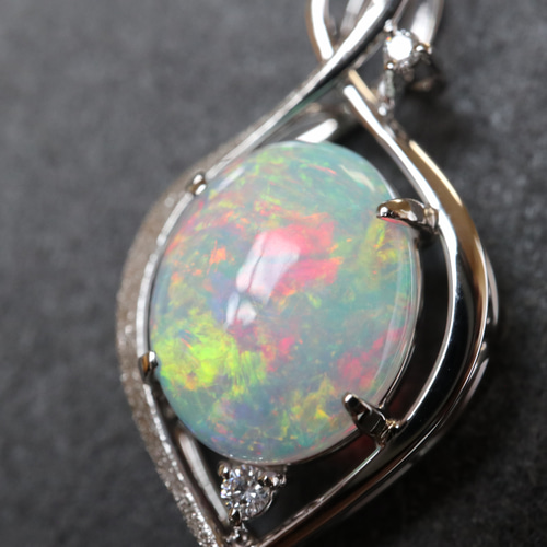 オパール 2カラットアップ シンプルスターダスト梨地ペンダントトップ