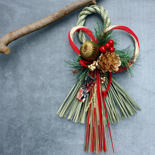 しめ縄　お正月飾り　しめ縄リース新年　No.6 早割お正月2026】☆新作☆本しめ縄お正月しめ縄飾りリースR1 しめ縄