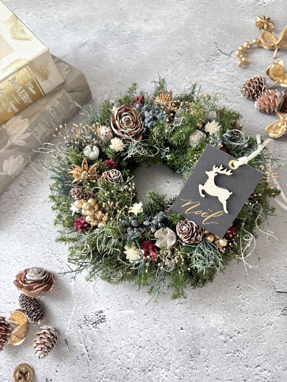 Creema限定】受注制作・小ぶりでかわいい♪ナチュラルクリスマスリース