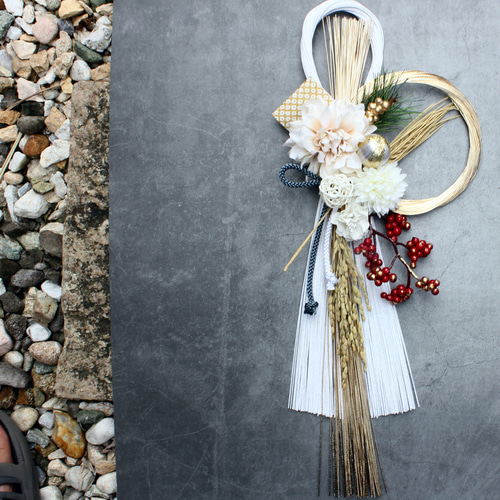 早割お正月2026】☆新作☆46cmスタイリッシュモダンしめ縄飾り しめ縄