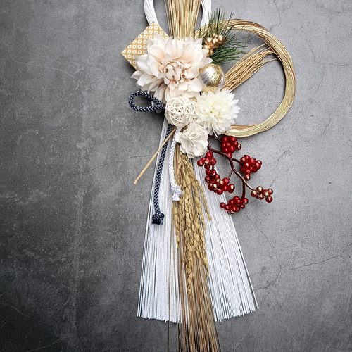 早割お正月2026】☆新作☆46cmスタイリッシュモダンしめ縄飾り しめ縄