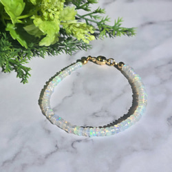 【再販×4】【10月誕生石】ギラギラ遊色のオパールのブレスレット　＼不器用さんでも安心、ストレスゼロのワンタッチ装着！／ 3枚目の画像