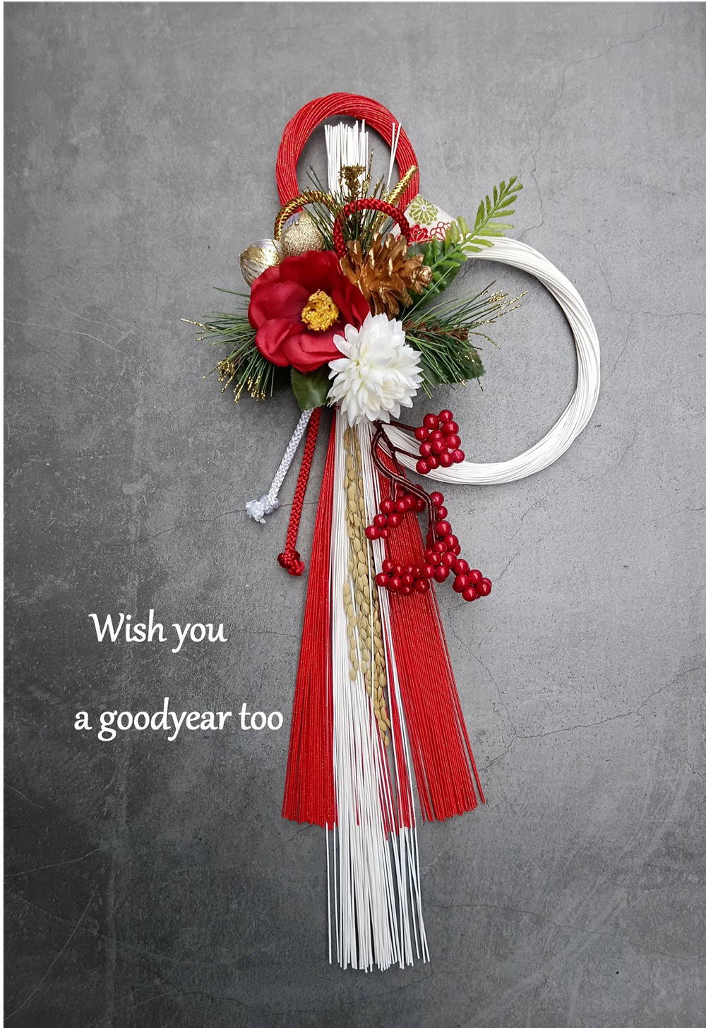 早割お正月2026】☆新作☆46cm赤椿幸せお正月しめ縄飾り しめ縄