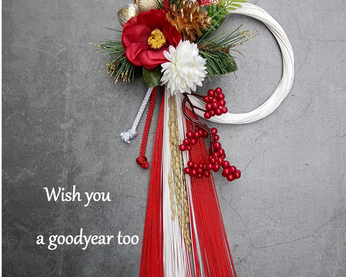 早割お正月2026】☆新作☆46cm赤椿幸せお正月しめ縄飾り しめ縄