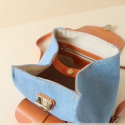 「デニム×革の組み合わせ」ミニリュックレトロで上品なバケットバックパック 12枚目の画像