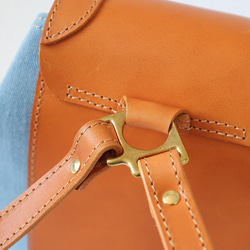 「デニム×革の組み合わせ」ミニリュックレトロで上品なバケットバックパック 8枚目の画像