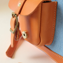 「デニム×革の組み合わせ」ミニリュックレトロで上品なバケットバックパック 9枚目の画像