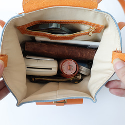 「デニム×革の組み合わせ」ミニリュックレトロで上品なバケットバックパック 14枚目の画像