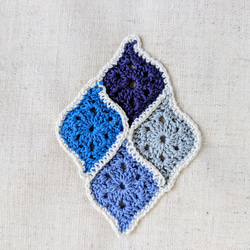 文庫本サイズ　手編みモチーフがポイント✦モロッカンモチーフのブックカバー 7枚目の画像