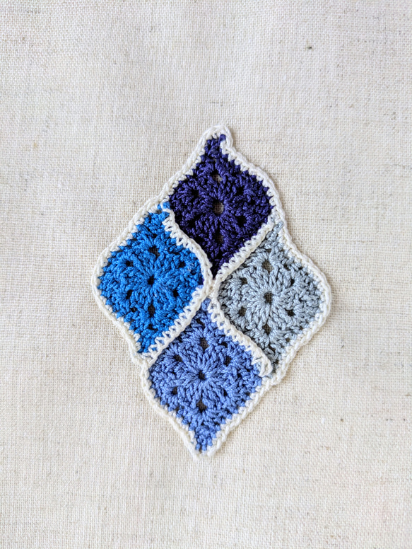 文庫本サイズ　手編みモチーフがポイント✦モロッカンモチーフのブックカバー 7枚目の画像