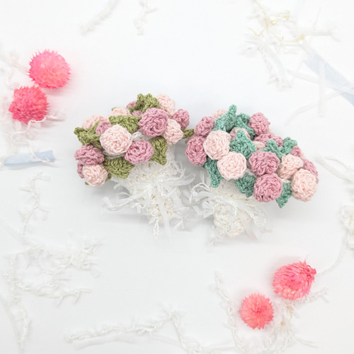 花束になるバラのコースター かぎ針編み 編み物 手編み コットン