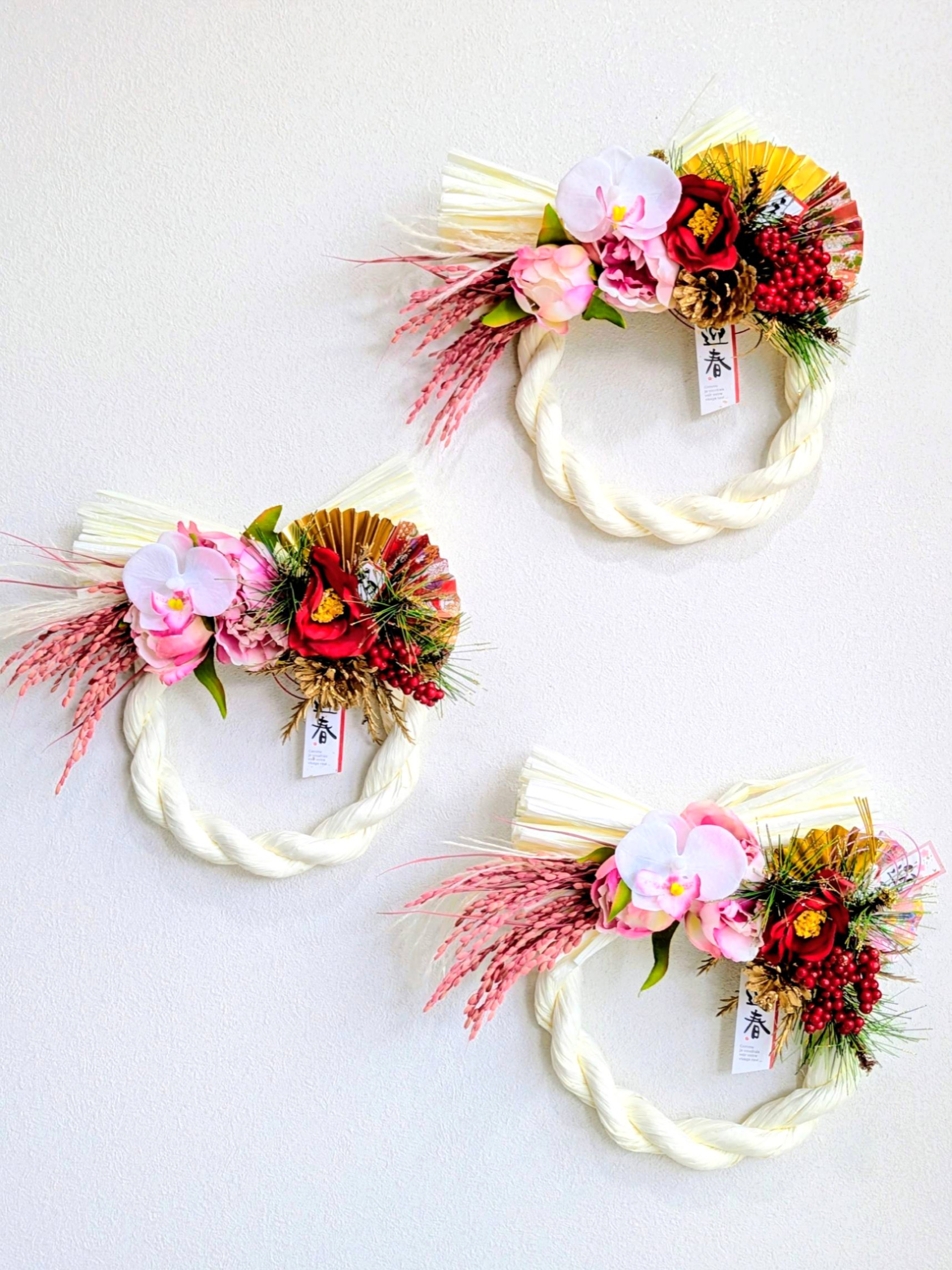 【くすみピンクmam 】しめ縄リース お正月飾り しめ縄 新春しめ縄飾り 超早割お正月2026 ピンク系アーティシャルフラワー