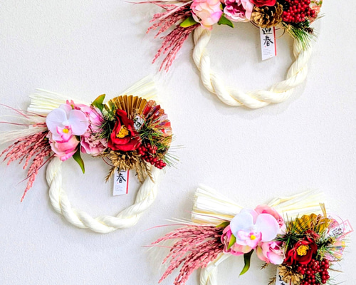 早割】白とピンクのお正月飾り しめ縄飾り しめ縄・しめ飾り