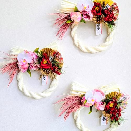 早割】白とピンクのお正月飾り しめ縄飾り しめ縄・しめ飾り