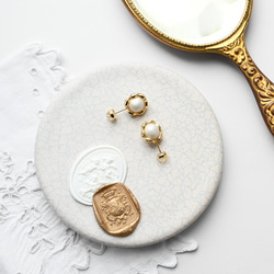 ヴィンテージサテンパールガラスとレース編みのピアス／ノンホールピアス｜サージカルステンレス／チタン変更可能　pag065 15枚目の画像