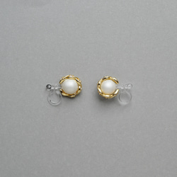 ヴィンテージサテンパールガラスとレース編みのピアス／ノンホールピアス｜サージカルステンレス／チタン変更可能　pag065 13枚目の画像