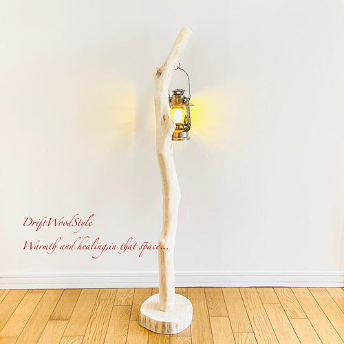 無垢の流木を磨いた白い流木スタンド ランタンやエアプラントを飾れる
