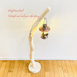 無垢の流木を磨いた白い流木スタンド ランタンやエアプラントを飾れる置物 北欧 照明 N108 4枚目の画像