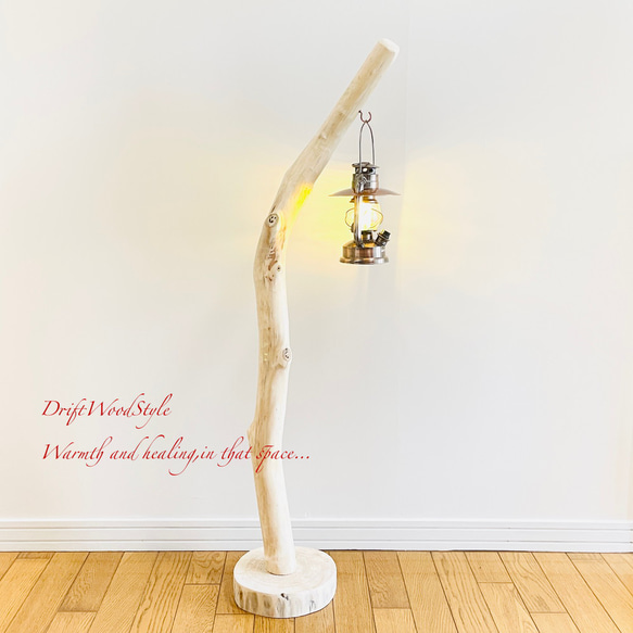 無垢の流木を磨いた白い流木スタンド ランタンやエアプラントを飾れる置物 北欧 照明 N108 1枚目の画像