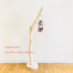 無垢の流木を磨いた白い流木スタンド ランタンやエアプラントを飾れる置物 北欧 照明 N108 3枚目の画像