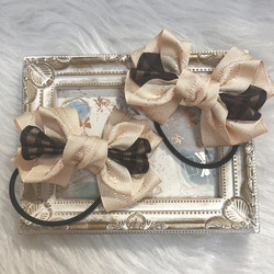 リボン ヘアゴム ヘアアクセサリー カノンリボン 和柄 ピンク