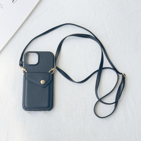 シンプルで美しい！ iPhone17 16 15 ケース Galaxy S25 スマホショルダー カード収納 バイカラー 5枚目の画像