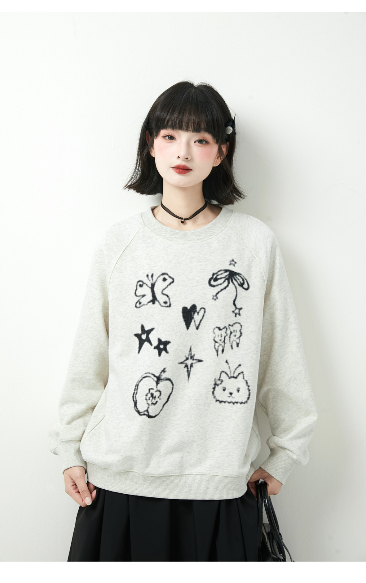 秋冬プリントのゆったり長袖のけだるい風衛衣