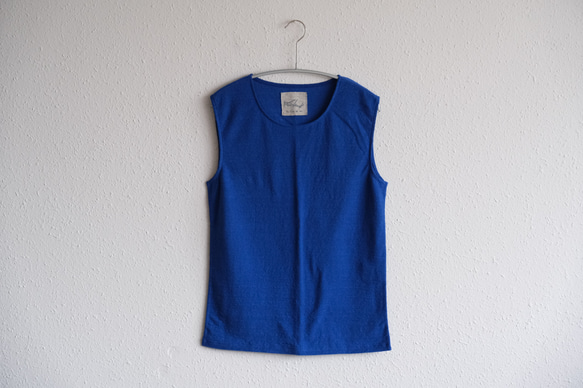 リネンコットンアンダーウェア　ノースリーブ（ラピスラズリー）［レディースS・M・Lサイズ］ 1枚目の画像