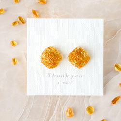 金木犀ジュレのガラスピアス イヤリング 秋 アンバー 金木犀 ガラス 琥珀色 ゼリー ジュレ　 3枚目の画像