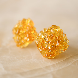 金木犀ジュレのガラスピアス イヤリング 秋 アンバー 金木犀 ガラス 琥珀色 ゼリー ジュレ　 16枚目の画像