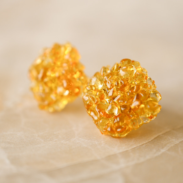 金木犀ジュレのガラスピアス イヤリング 秋 アンバー 金木犀 ガラス 琥珀色 ゼリー ジュレ　 16枚目の画像
