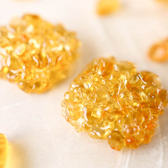 金木犀ジュレのガラスピアス イヤリング 秋 アンバー 金木犀 ガラス 琥珀色 ゼリー ジュレ　 12枚目の画像