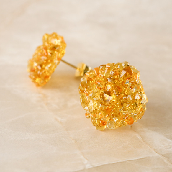 金木犀ジュレのガラスピアス イヤリング 秋 アンバー 金木犀 ガラス 琥珀色 ゼリー ジュレ　 15枚目の画像