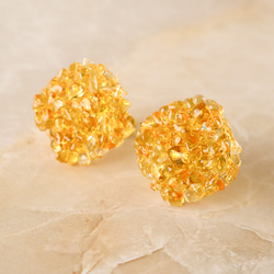 金木犀ジュレのガラスピアス イヤリング 秋 アンバー 金木犀 ガラス 琥珀色 ゼリー ジュレ　 2枚目の画像